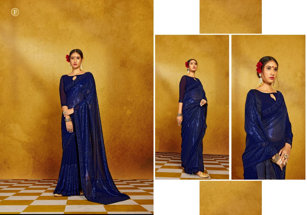 Ynf Adani Sequence Fancy Party Wear Heavy Georgette Saree Collection
